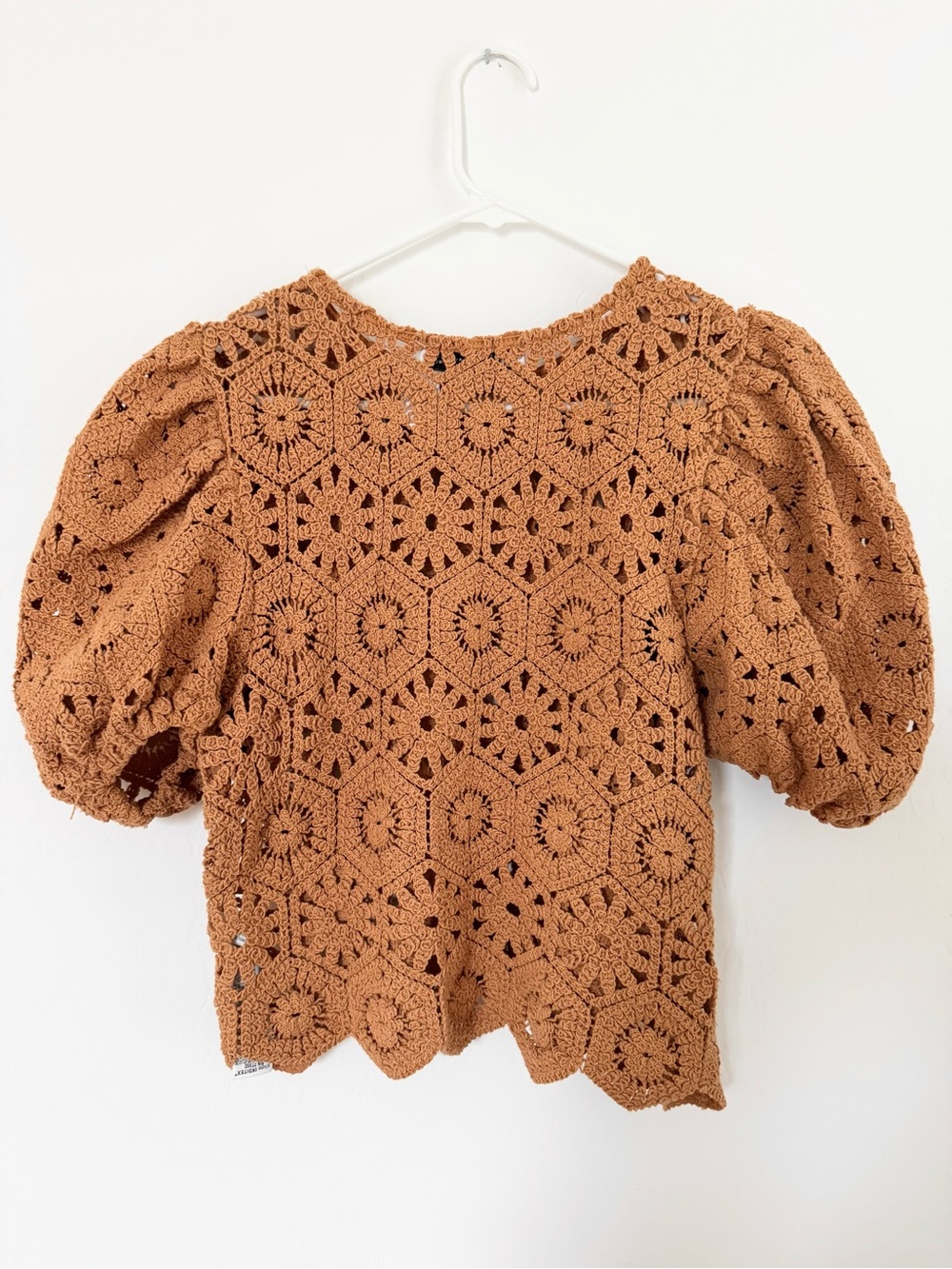 Medium Crochet Puff Sleeve Top - Zara- Mustard Yellow